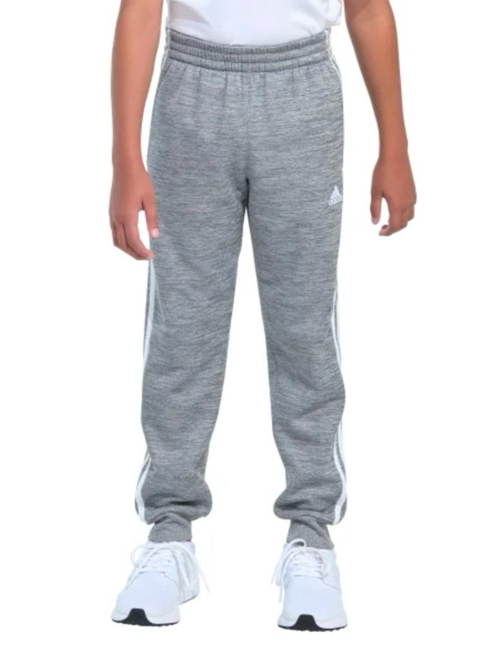 Adidas Youth Gray 3-Stripes Jogger Pants White Stripe Medium Activewear